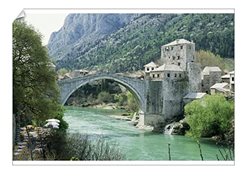 robertharding A2 Poster of The Turkish Bridge over the River Neretva dividing the town, Mostar, Bosnia (1150597)