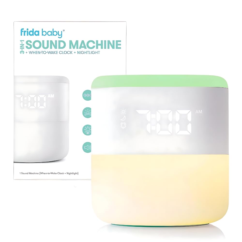 Frida Baby3-in-1 Sound Machine + When-to-Wake Clock + Nightlight | White Noise Soother, Sleep Trainer, Alarm Clock, Nursery + Toddler + Kids Bedroom (Bluetooth)