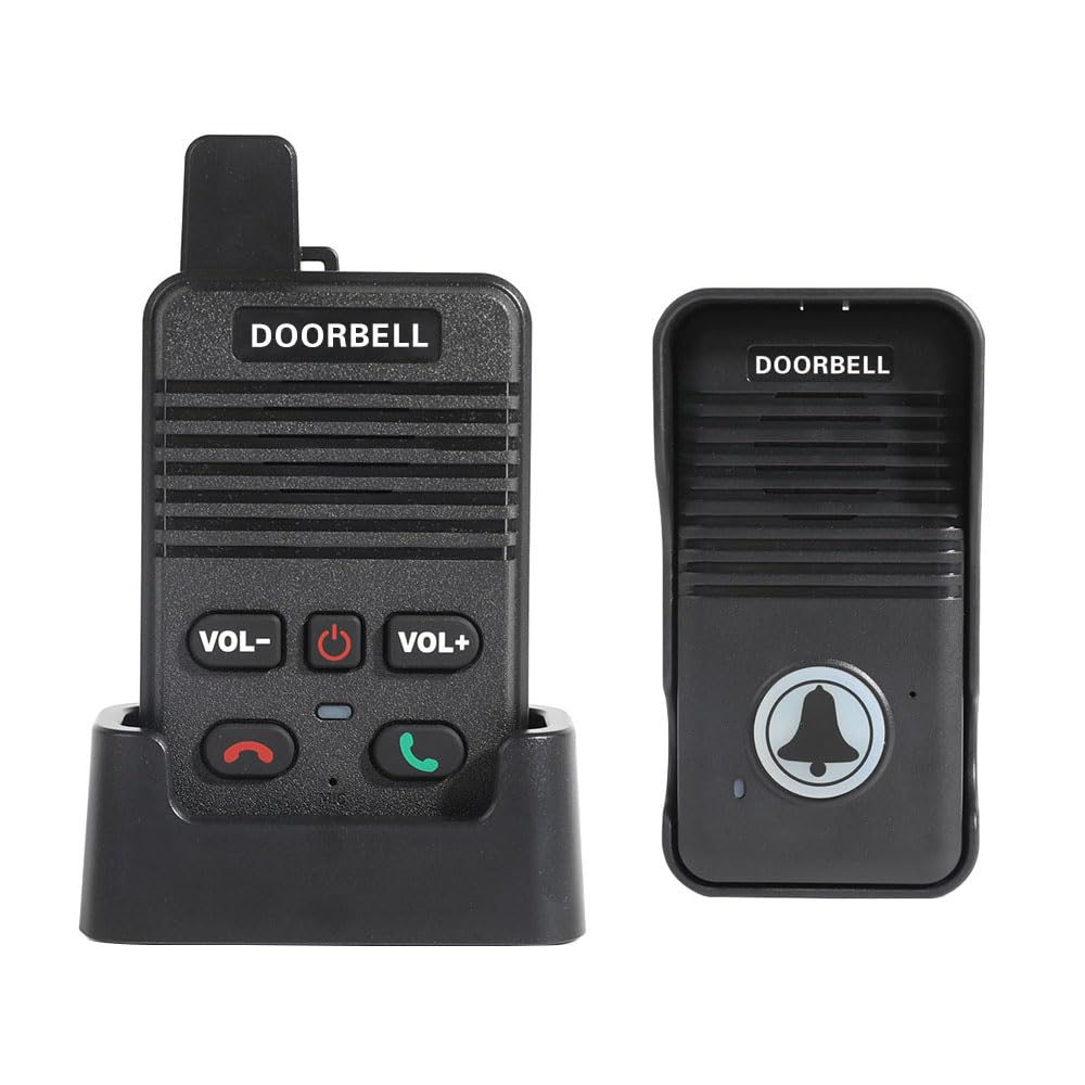 AGJ Wireless Doorbell Black, Full Duplex Two Way Intercom Hand-Free Doorbell, 700ft Range, One Press to Talk for Home Office (Can only Initiate a Call from The Outdoor Unit)