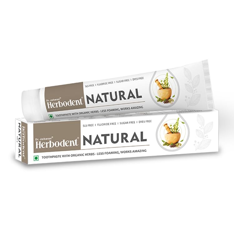 Herbodent® Natural Toothpaste - 100g Pack of 1 | Less Foaming, Works Amazing | SLS Free | Fluoride Free | Herbal Toothpaste with Neem, Clove & More Herbs