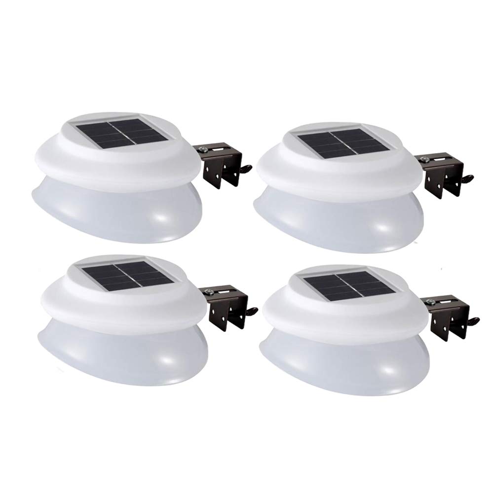 Solar Fence Gutter Lights, AVEKI 9 LEDs Solar Powered Garden Outdoor Lights Waterproof Security Lamp for Outdoor Garden Fence Wall Lobby Pathway (White 4 Pack)