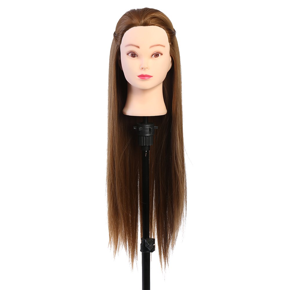 Clasken Heat-Resistent Mannequin Head, Environment-Friendly Silky Human Hair Styling Training Head, Hair Salons for Beauty Teacher Hair Stylists Hair-Styling