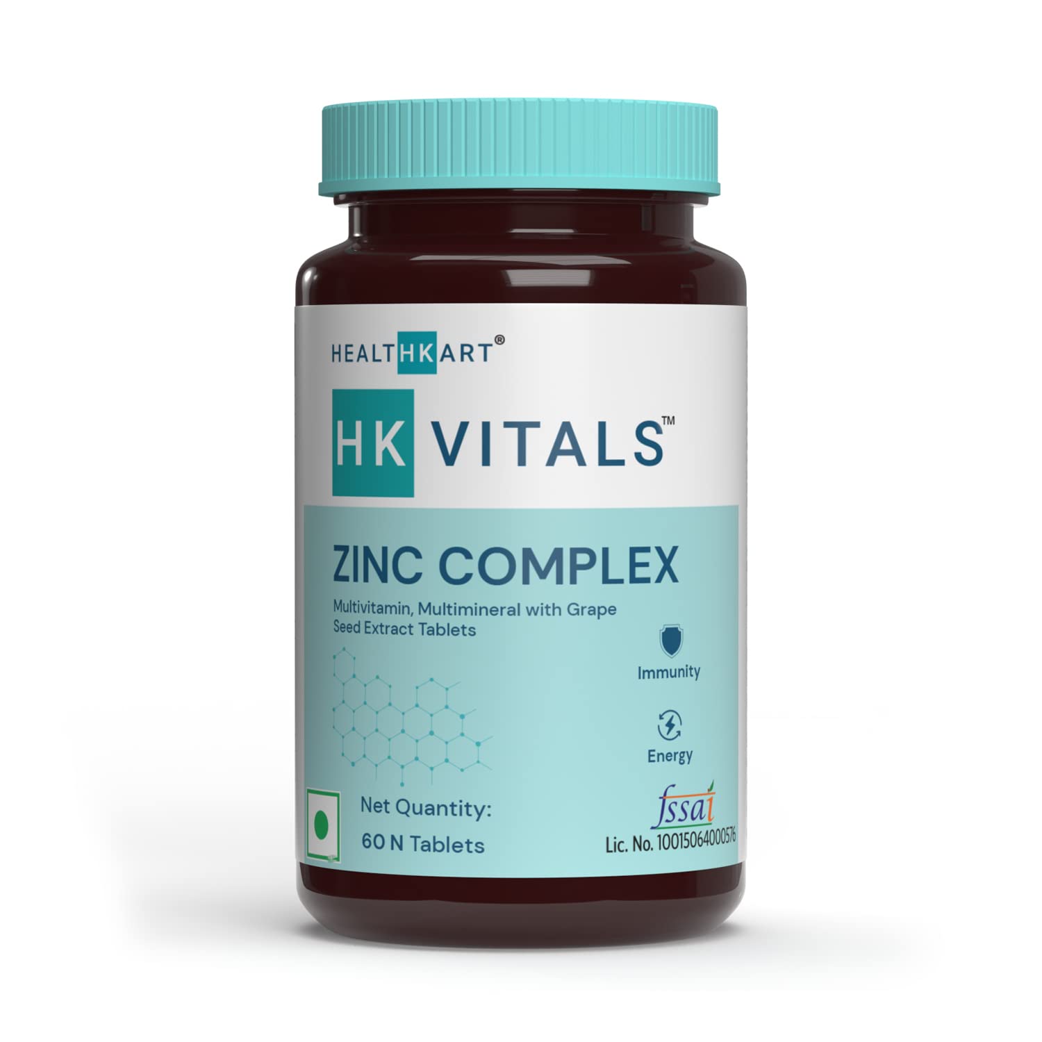 HealthKart HK Vitals Zinc Supplements with Vitamin C, Vitamin D3, Multivitamin and Multimineral, Immunity Boosters For Adults, 60 Zinc Tablets