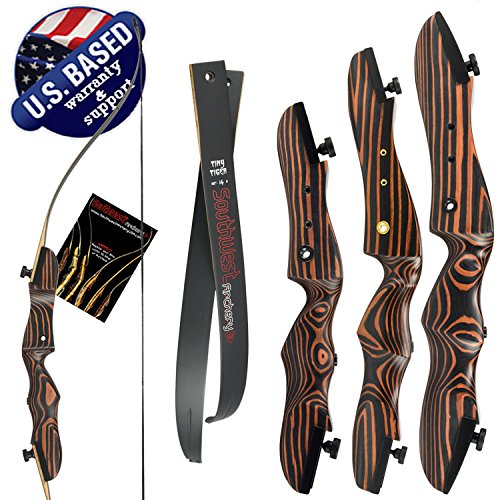 Southwest Archery Tiger Takedown Recurve Bow – Compact Fast Accurate 48”- 62" Target & Frist Bow – Right & Left Hand – Draw Weights in 14-29 lbs – Beginner to Intermediate - USA Company