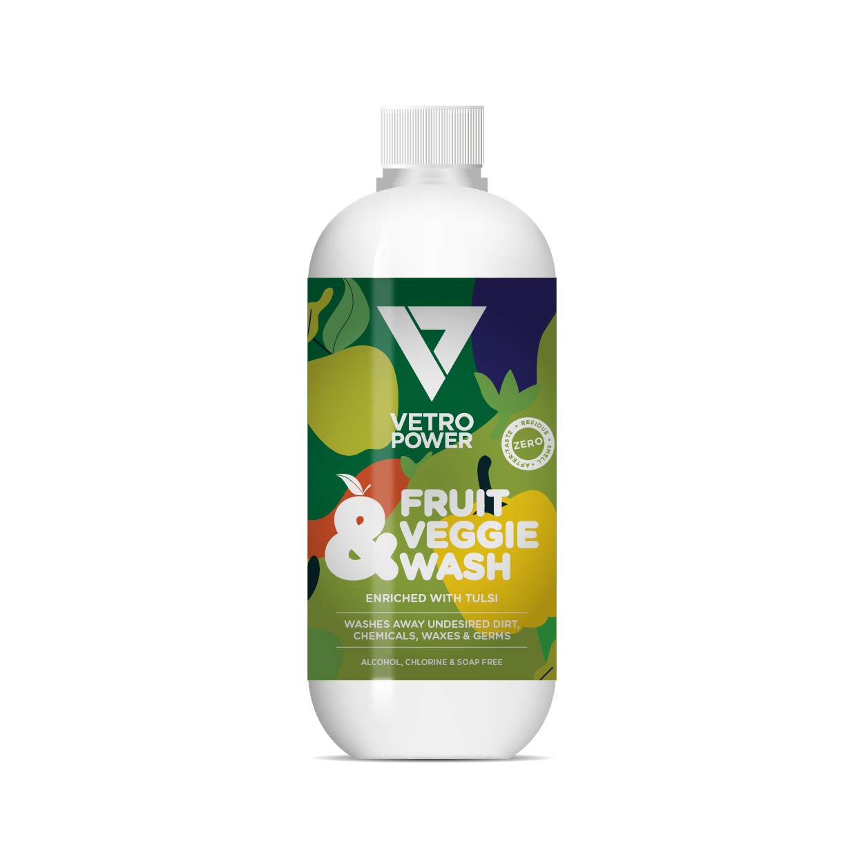 Vetro Power Fruit & Veggie Wash 500ml | Naturally Derived Solution | Removes Germs, Microbes & Dirt | Soap, Chlorine & Alcohol-free formula (Pack of 1)