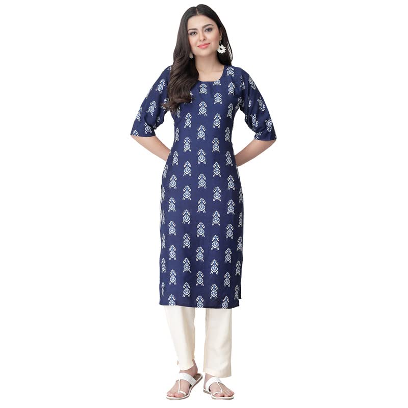 Pinkmint Women's Color BlUKP-e Crepe Straight Kurta and Pant Set (UKP-2002_XXL)