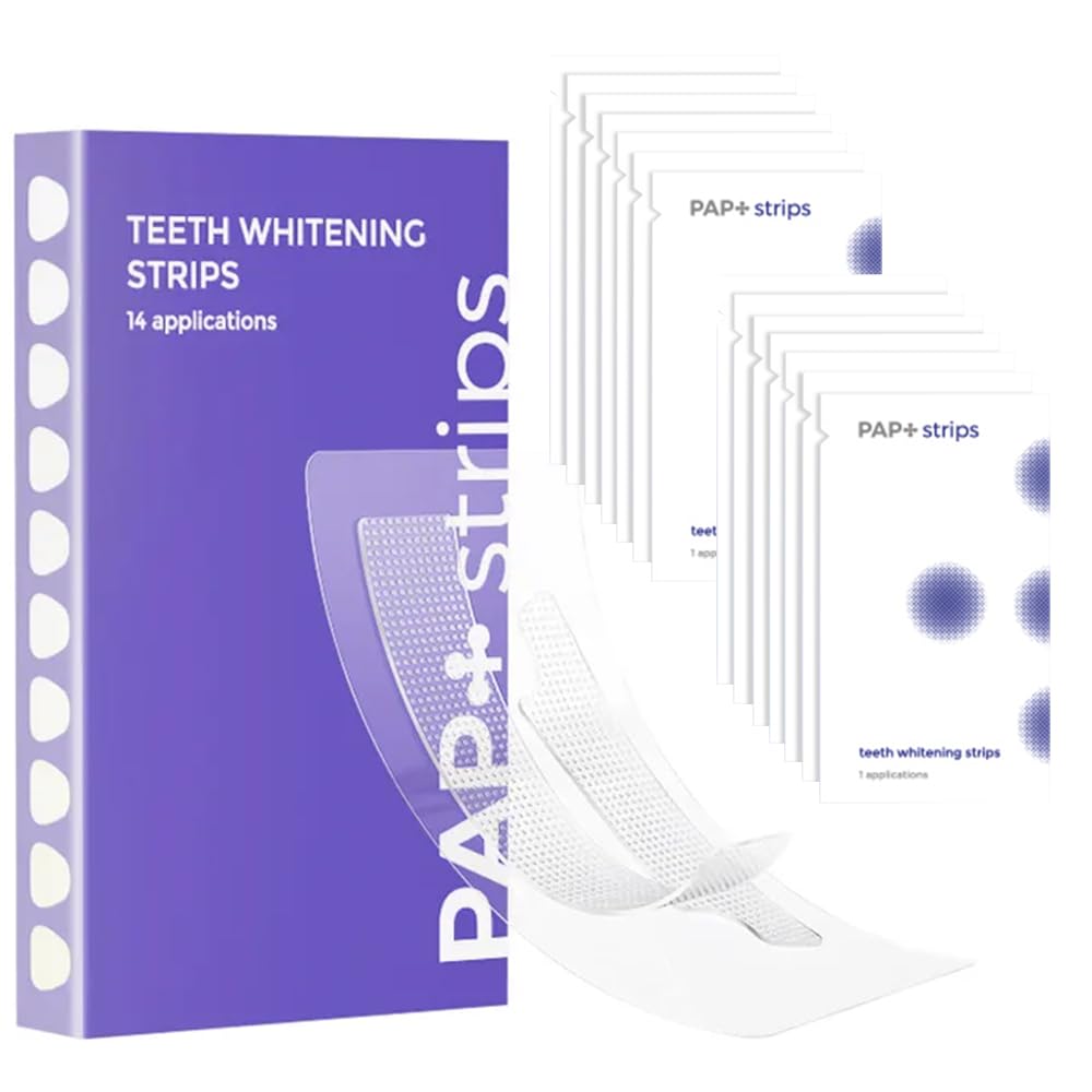 GlorySmile - 28 Pcs PAP + Teeth Whitening Strips | Instant Stain Removal | 14 Treatments | Professional Teeth Whitener | Oral Dental Care Kit | Teeth Whitening Strips For Sensitive Teeth