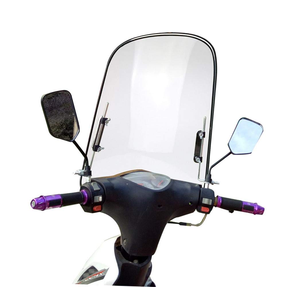 Hangarone Motorcycle Windshield, Universal Motorcycle Windshield Scooter Windscreen PC Thick Wind Deflector Anti-scratch Screen (46X42.5CM)