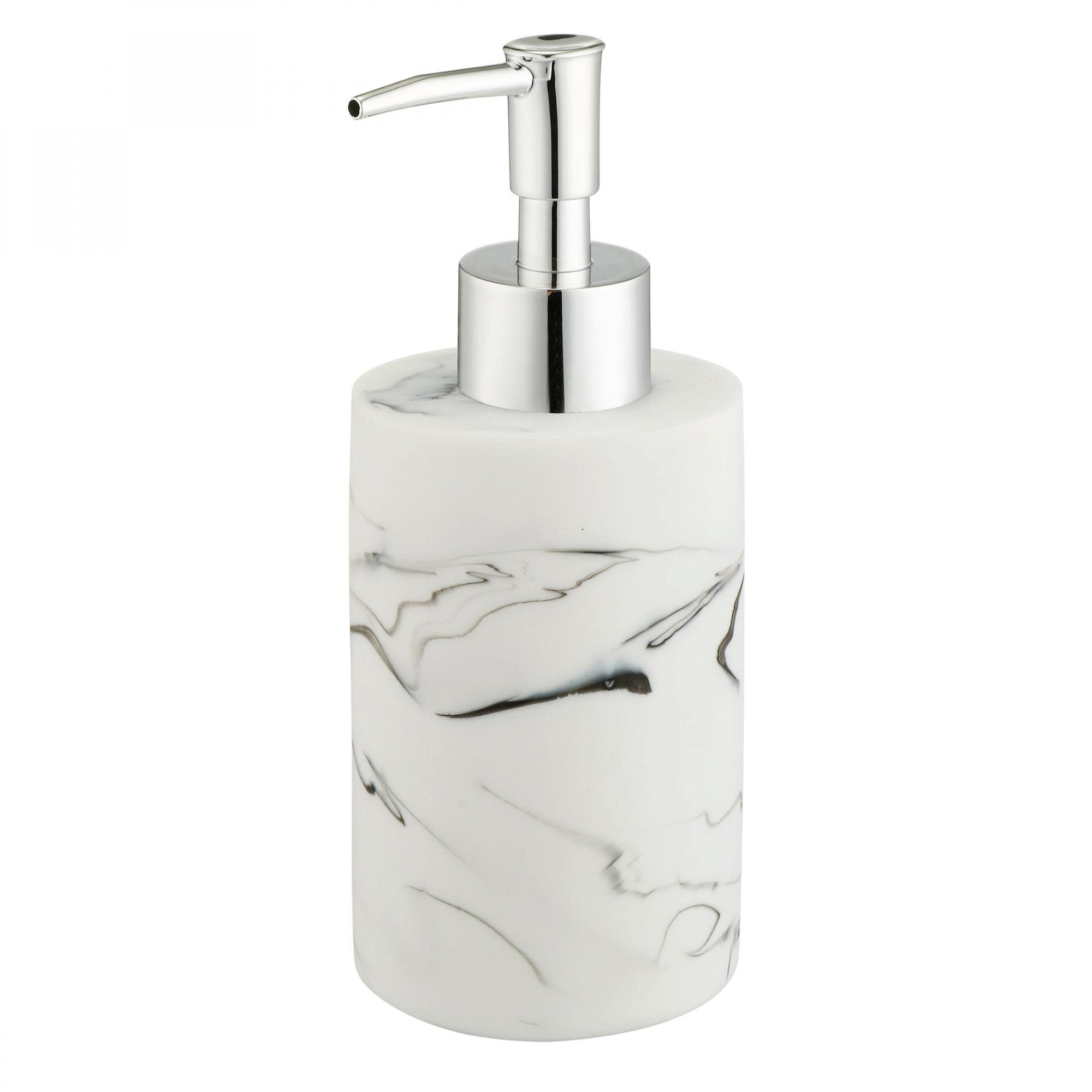 XUDREZ Marble Soap Dispenser-Premium Resin Soap Bottle with Hand Pump Durable Suit for Laundry Room, Washing Room, Bathroom (White)