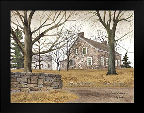 Stone Cottage 36x28 Modern Black Wood Framed Art Print by Jacobs, Billy