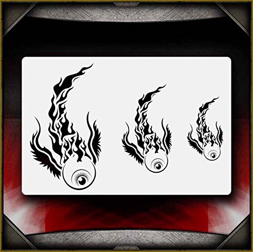 Flaming Eyes AirSick Airbrush Stencil Template