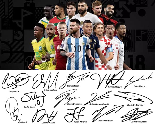 Ikonic Fotohaus Lionel Messi Benzema Neymar Vinicius Jr Haaland Mbappe Soccer Superstars Signed Photo Autograph Print Wall Art Home Decor