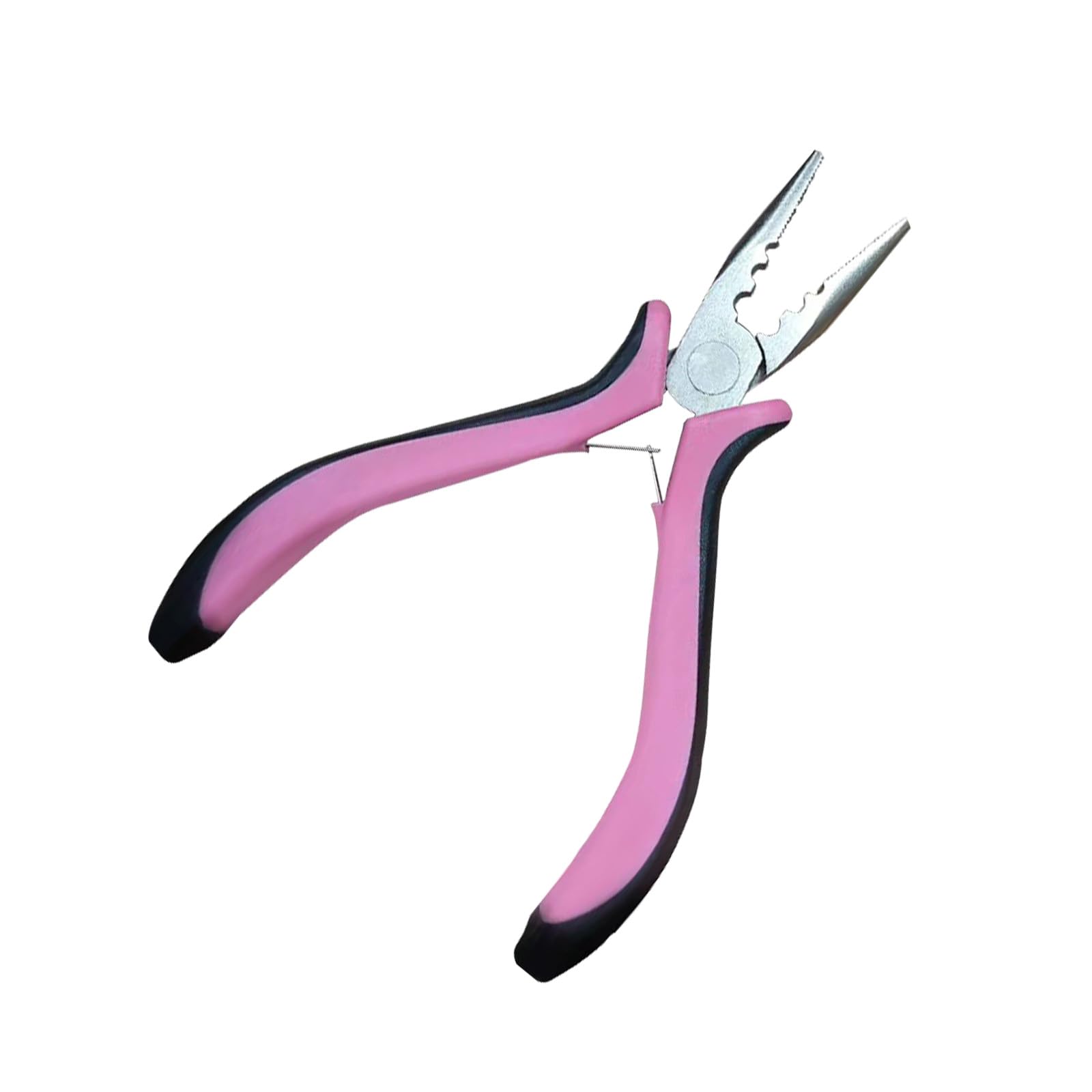 Professional Hair Extension Pliers with Anti-Slip Handles, Stainless Steel jewellery pliers Rust-Free Tool for Apply & Remove Micro Rings, Nano Beads, Pink Color for Women