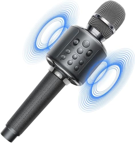 XZL Bluetooth Karaoke Microphone for Kids & Adults, Wireless Rechargeable Mic with Built-in Stereo Speaker, Echo｜Duet Mode｜Recording｜Music Playback, Premium Leather Handle, Portable Storage Case