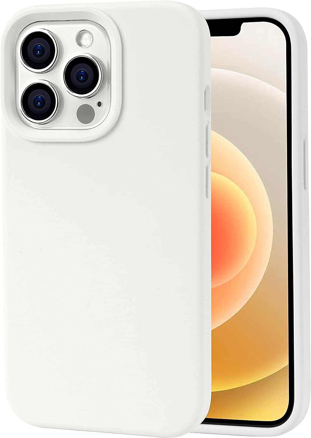 M Cart Compatible with iPhone 13 Pro Max Case (2021) Matte Texture Liquid Silicone Phone Cases 6.7 Inch Non-Slip Full Body Protective Shockproof Cover with Soft Microfiber Lining (White)