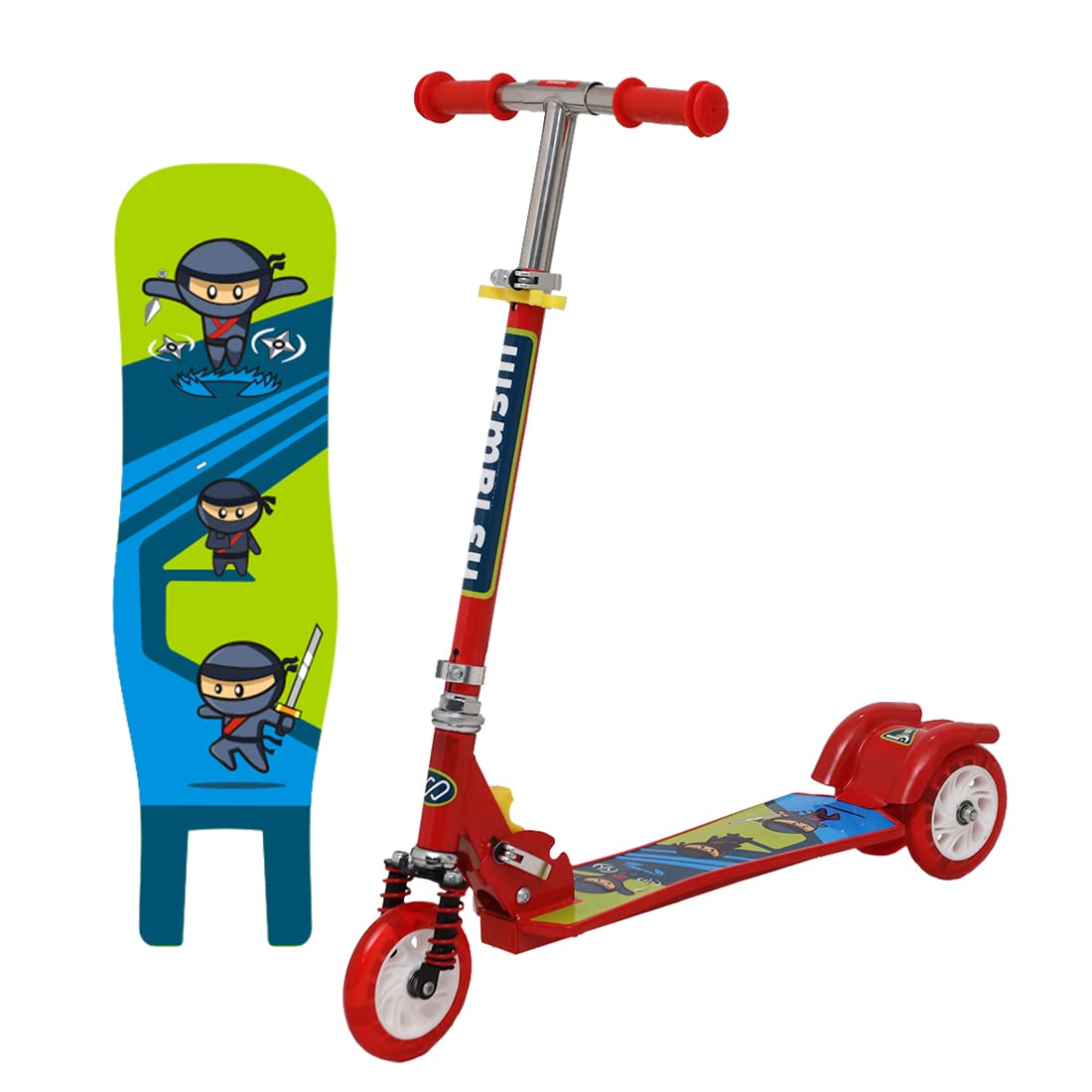 Wembley Kick Scooter for Kids 2 Wheels Steel Frame Large Foldable & Height Adjustable Handle Scooter for 3 to7 Years Old Kids Skating Scooter, Capacity 35kg - RED