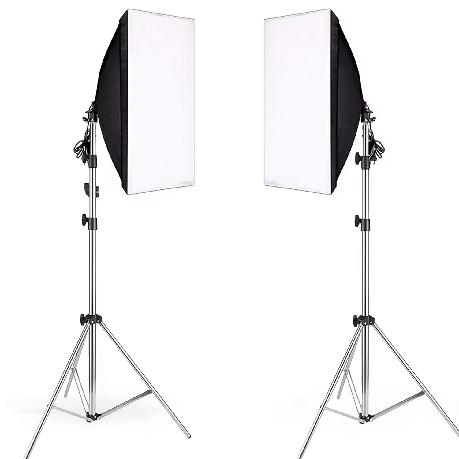 eWINNER Photography Softbox Studio Kit Rectangle Continuous SoftBox Lighting Bundle [50x70cm Softbox *2pcs] & [Light Holder Stand *2pcs] Photo Studio Equipment Set