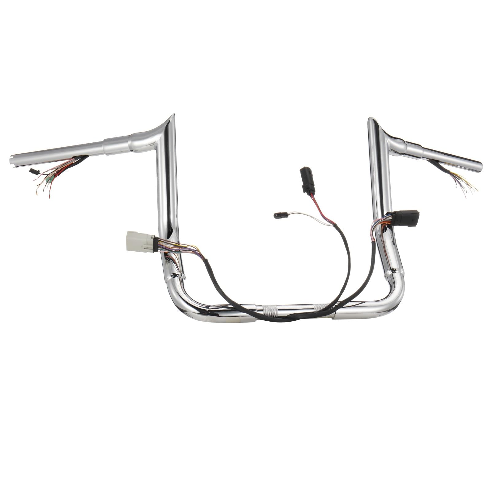 1.5" Fat Pre-wired Ape Hangers Street Glide Handlebars with CAN-Bus/TBW/Heated Grips Wire 12" Rise Meathook Miter Cut for 2008-2013 Harley Street Glide/Electra Glide/Ultra Limited, Chrome