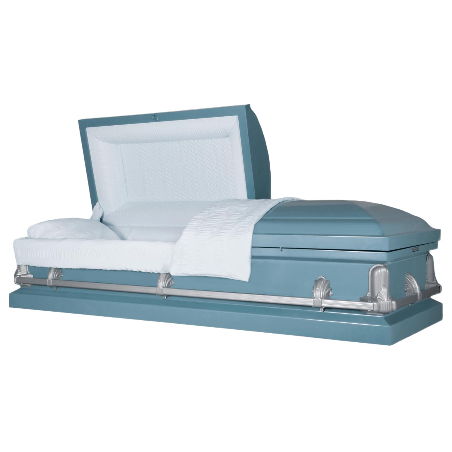 Titan Casket Andover Series Steel Casket (Light Blue) Handcrafted Funeral Casket - Light Blue Finish with Light Blue Crepe Interior