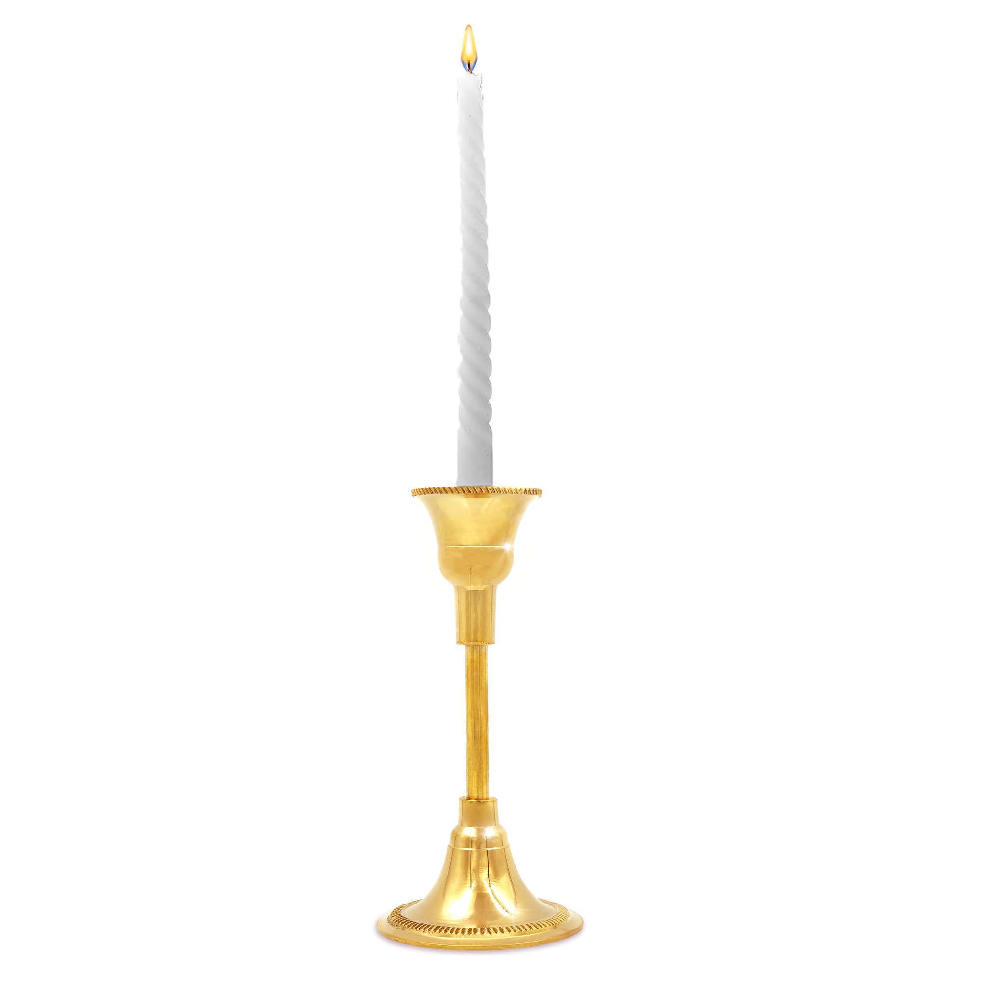 Shubhkart 4 inch Polished Brass Candle stand for puja all festive christmas