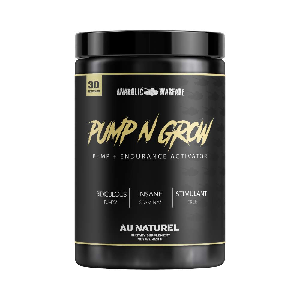 Title: Pump-N-Grow Muscle Pump and Nitric Oxide Boosting Supplement by Anabolic Warfare * - Caffeine Free Pre Workout with L-Citrulline, L-Arginine, Beta-Alanine (Au Naturel – 30 Servings)