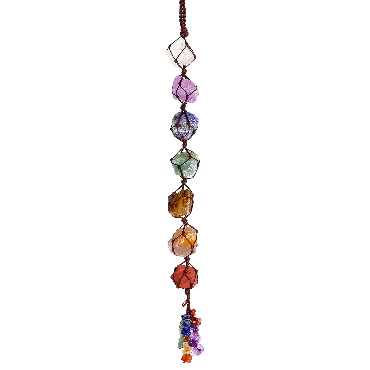 Top Plaza 7 Chakra Gemstones Reiki Healing Crystals Hanging Ornament Home Indoor Decoration Window Car Hanging Ornaments for Good Luck Yoga Meditation Protection -Raw Stones