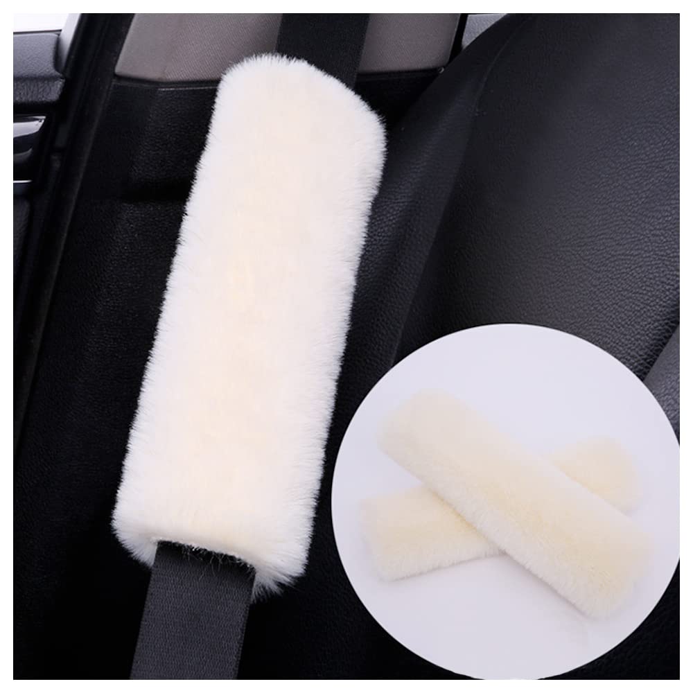 2PCS Fluffy Car Seatbelt Covers - Soft&Comfortable Plush Seat Belt Cushion Protects Shoulder - Universal Seat Belt Covers for Adults or Children Fits Car Truck SUV Van RV (Yellow/2pcs)