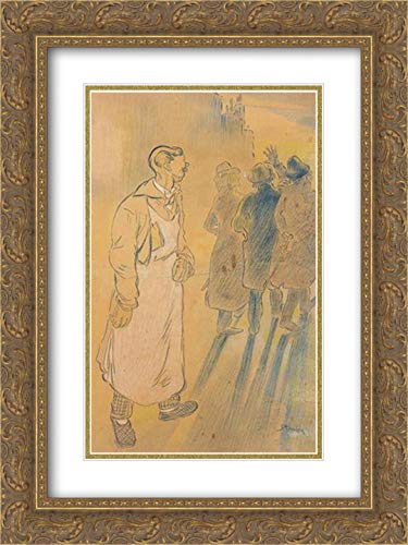 En Vont Par Trois 18x24 Gold Ornate Frame and Double Matted Museum Art Print by Theophile Steinlen