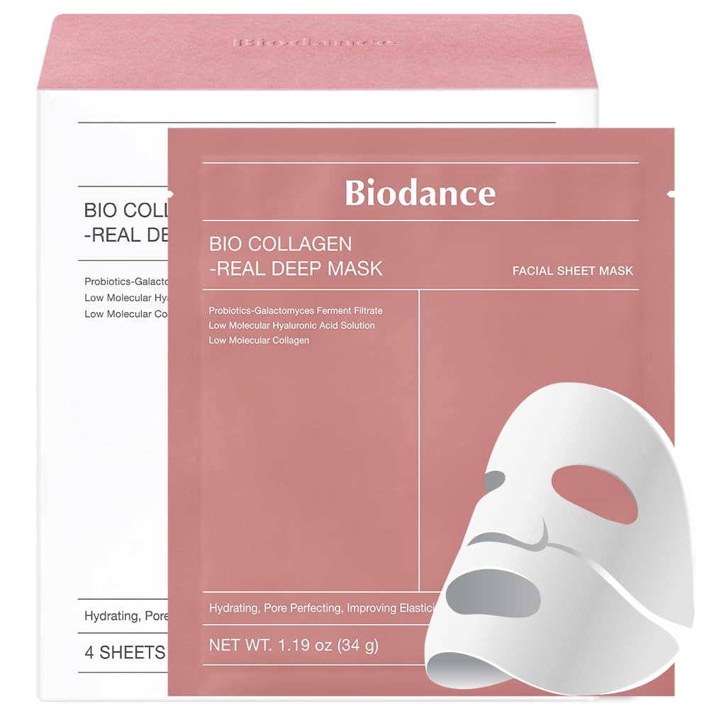 BIODANCEBio-Collagen Real Deep Mask, Hydrating Overnight Hydrogel Mask, Pore Minimizing, Elasticity Improvement, 34g x16ea