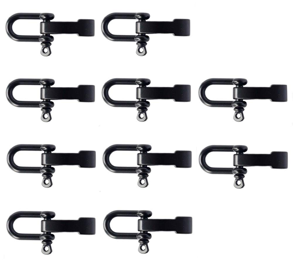 Hewnda 10 Sets Stainless Steel Bow Shackle - of Alloy Umbrella Rope Buckle, Adjustable U Buckle Umbrella Rope Bracelet Buckle Survival U Shape