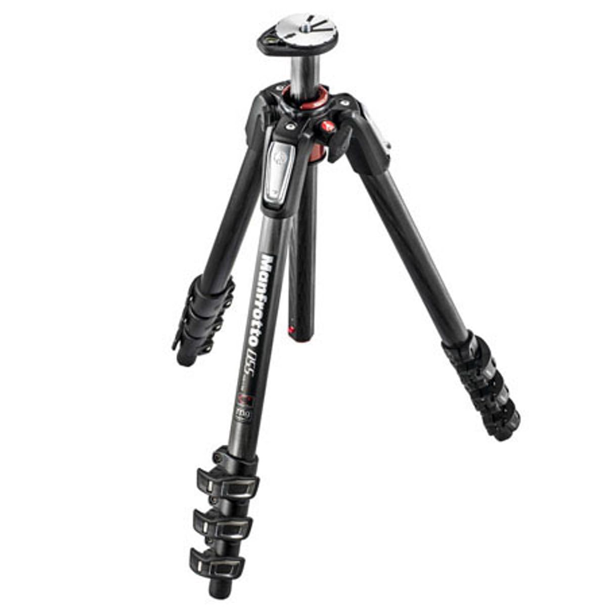 Manfrotto 055 Carbon Fiber 4-Section Tripod With Horizontal Column (Mt055Cxpro4),Black