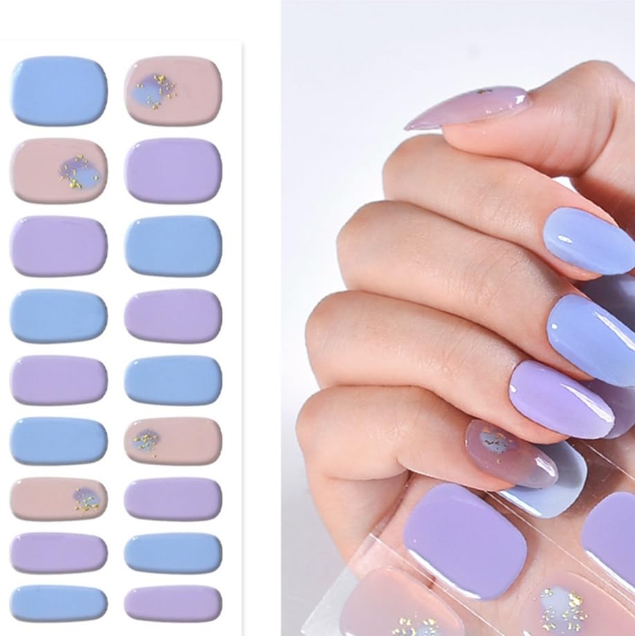 FGRID Semi-Cured Gel Nail Strips - Set of 24, Water-resistant and UV-Cured Nail Art - Salon-Quality, Long Lasting, Easy to Apply & Remove - Includes Nail File (Pastel Harmony)