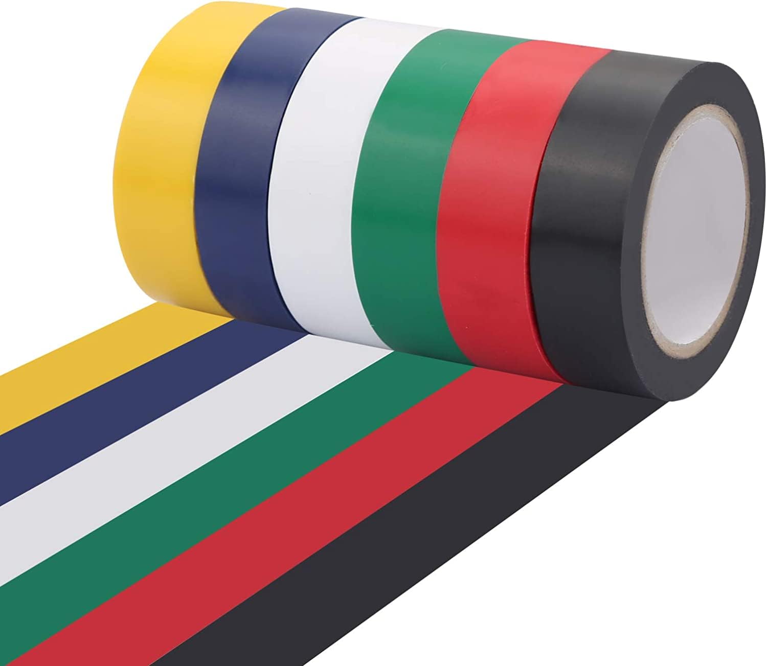 SYOSI Insulation Tape 6 Pack Mixed Colour 15mm x 18mm Electrical Tape PVC Tape Adhesive Gaffer Tape, Suitable for Cable Insulation, Large