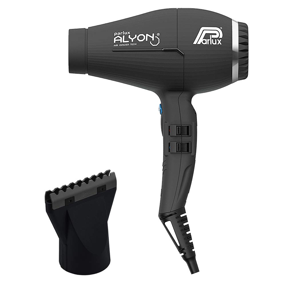 Parlux Alyon Matte Black Hair Dryer and M Hair Designs Hot Blow Attachment Black (Bundle 2 Items)