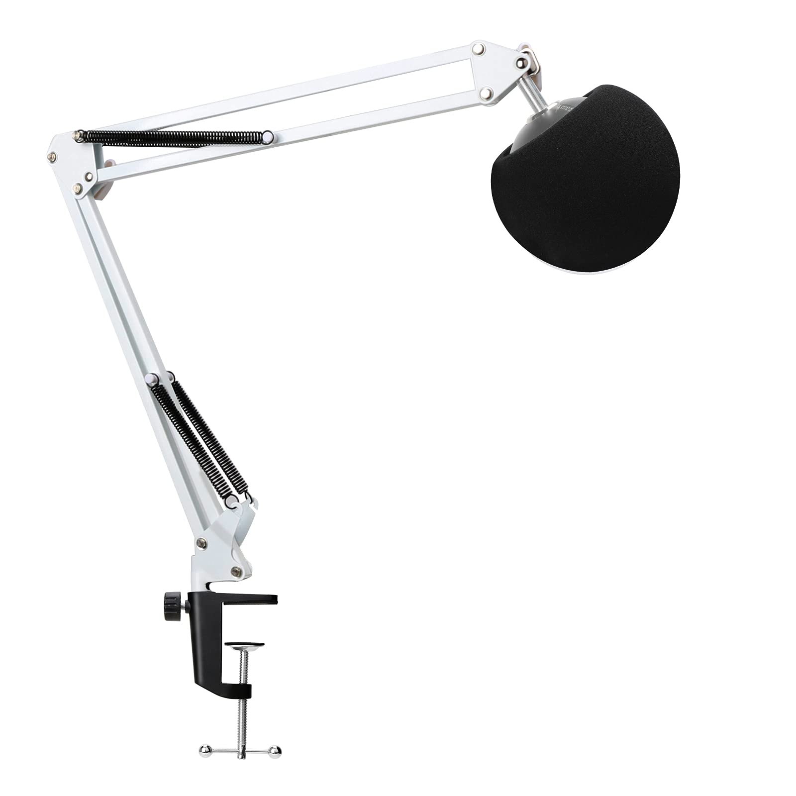 YOUSHARES Mic Stand with Pop Filter - Microphone Boom Arm Stand with Foam Cover Windscreen Compatible with white Blue Snowball iCE Mic by YOUSHARES