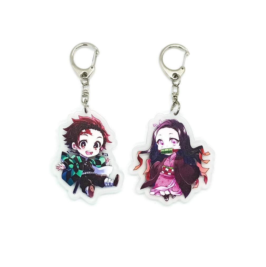 EBTY DREAMSInc. - Set of 2 Demon DS Acrylic Keychain Nezuko Kamado, Tanjirou v2, Multicolored