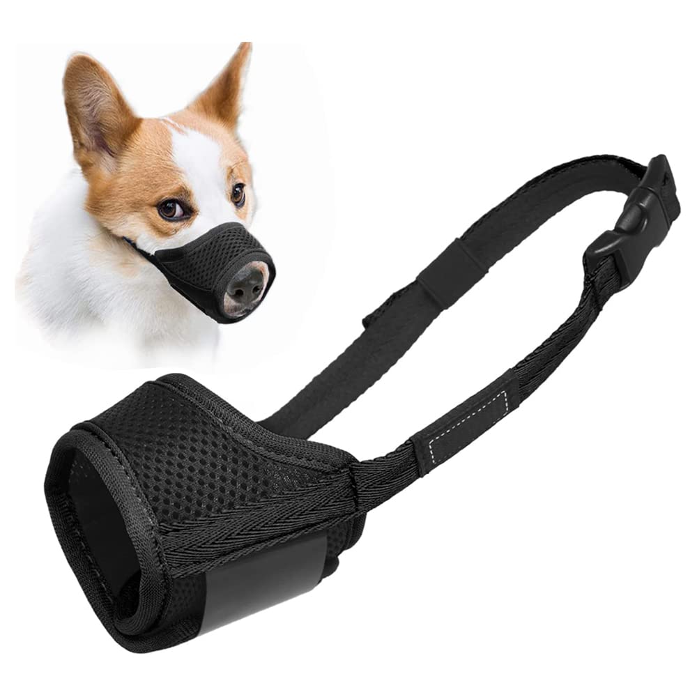 NeoStyle Dog Muzzle,Comfortable Breathable Mesh Soft Fabric, Adjustable Loop Pet Muzzle, Anti Biting Barking Chewing forSmall, Medium and Large dogs (Mesh, S (black,adjustable 12-15cm))