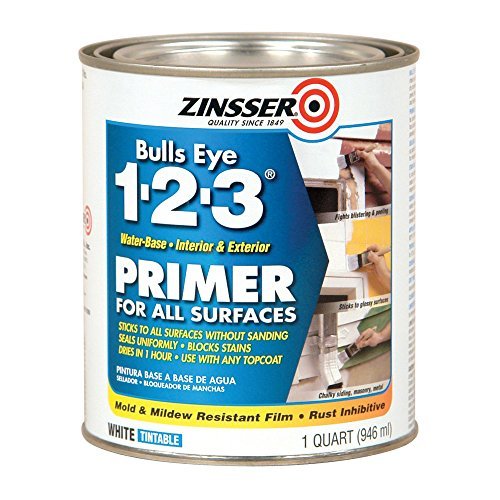 Rust-Oleum ZINSSER 1 qt 02001 White, Bulls Eye 1-2-3 Water-Based Stain Blocking Primer/Sealer, (Pack of 6)