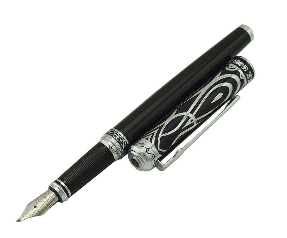 Duke Ruby Fude Pen Calligraphy Fountain Pen Fine to Broad Size for Signature and Art Drawing with Pen Pouch