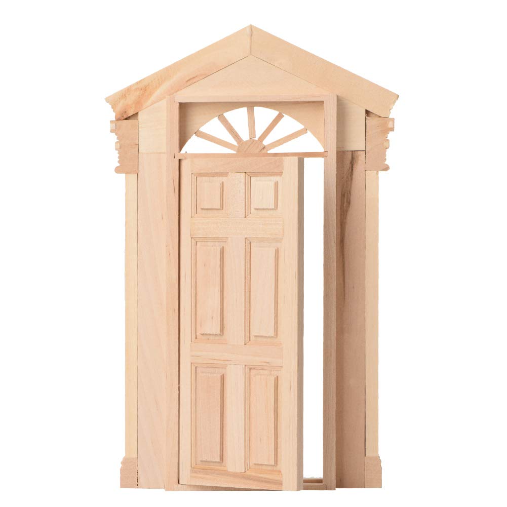 Miniature Wooden Door Minature Dollhouse Miniature Dollhouse Accessories Wood Door Dollhouse Furniture Model Fairy Door House Furniture for 1:12 Dollhouse