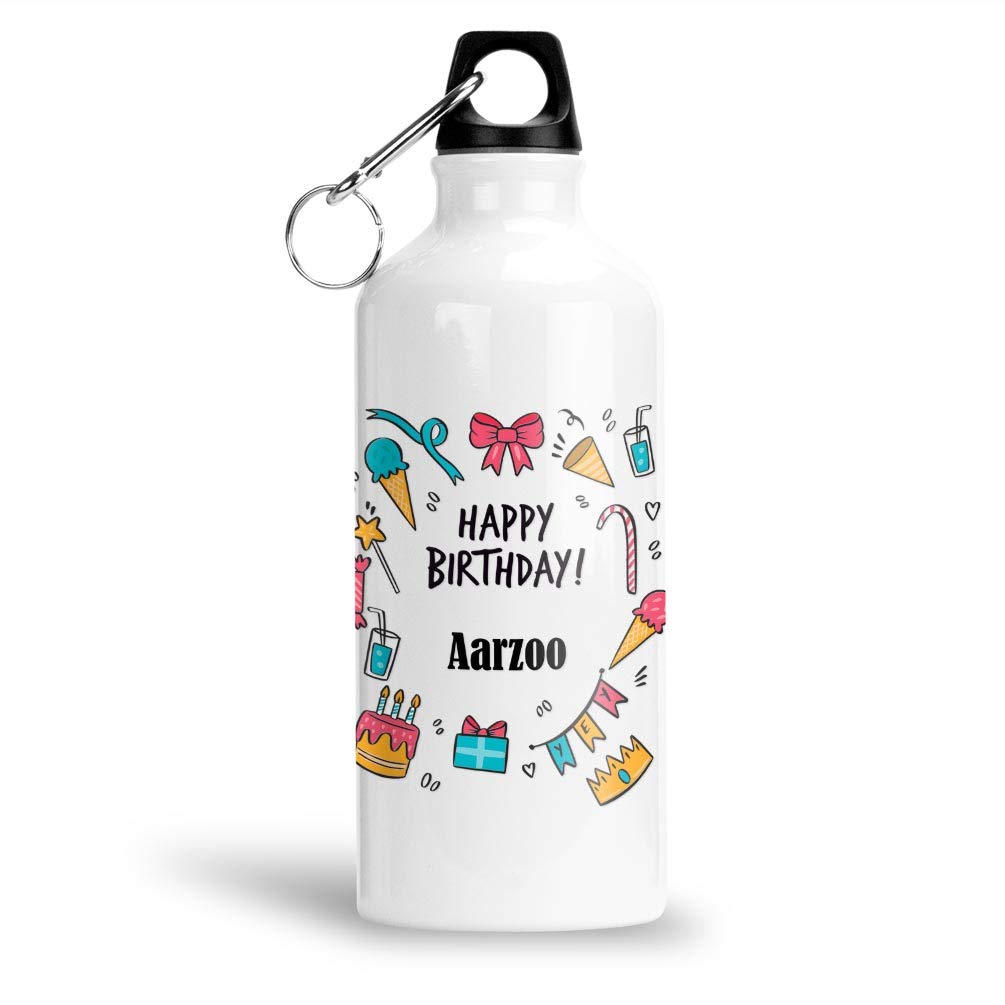 FurnishFantasy Aluminium White Sipper Bottle 600 ML - Best Gift for Happy Birthday, Name - Aarzoo