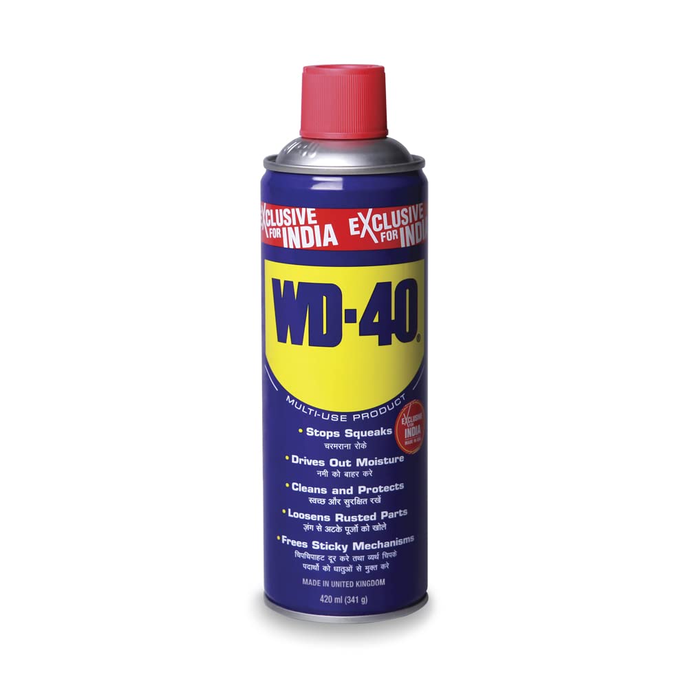 Pidilite WD-40, Multipurpose Spray, Rust Remover, Hinge Lubricant, Stain Remover, Degreaser, and Cleaning Agent, 420ml (341g)