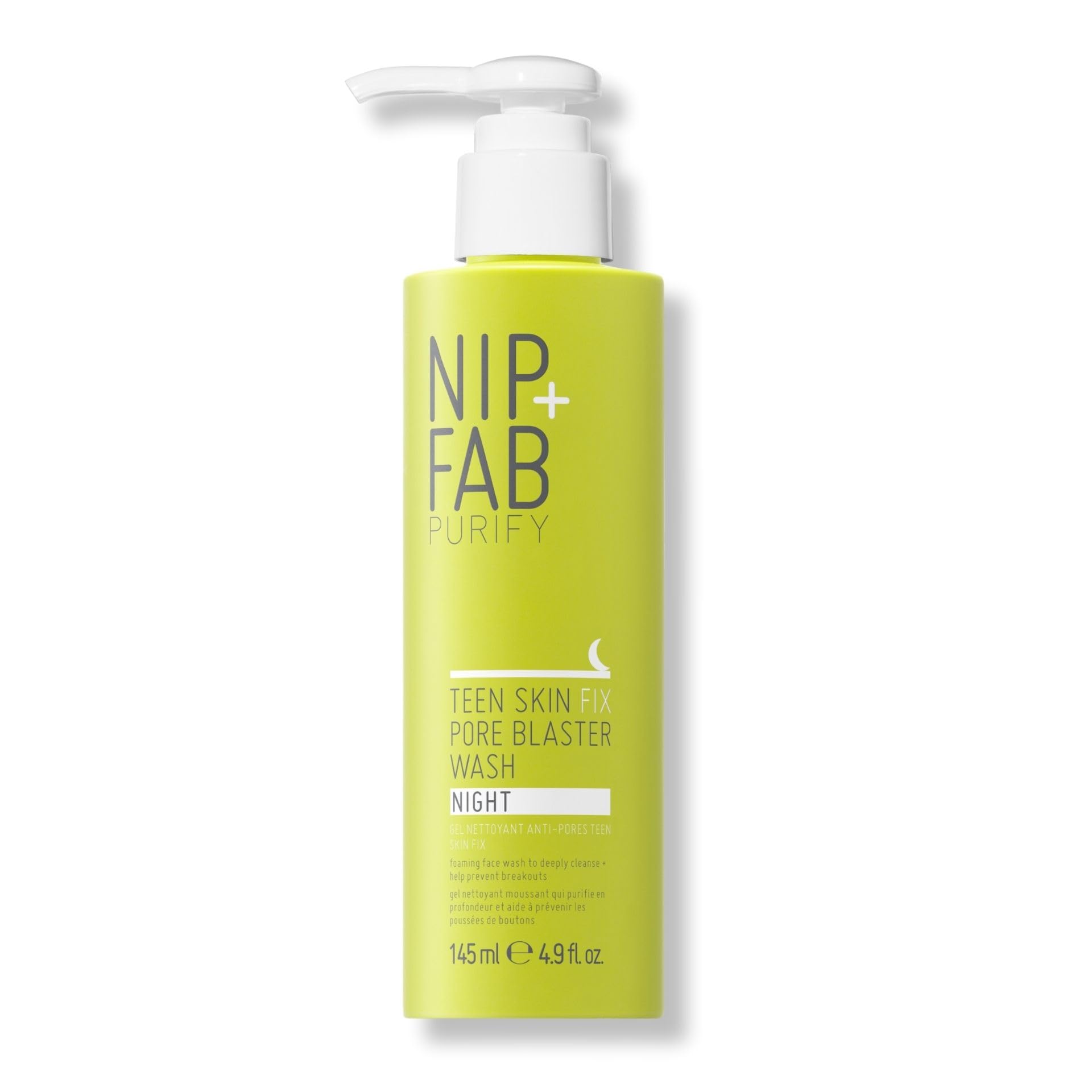 Nip + Fab Teen Skin Fix Pore Blaster Night Face Wash with Salicylic Acid, Wasabi Extract, and Tea Tree Oil Cleansing Purifying Facial Cleanser, Breakouts, 150 ml