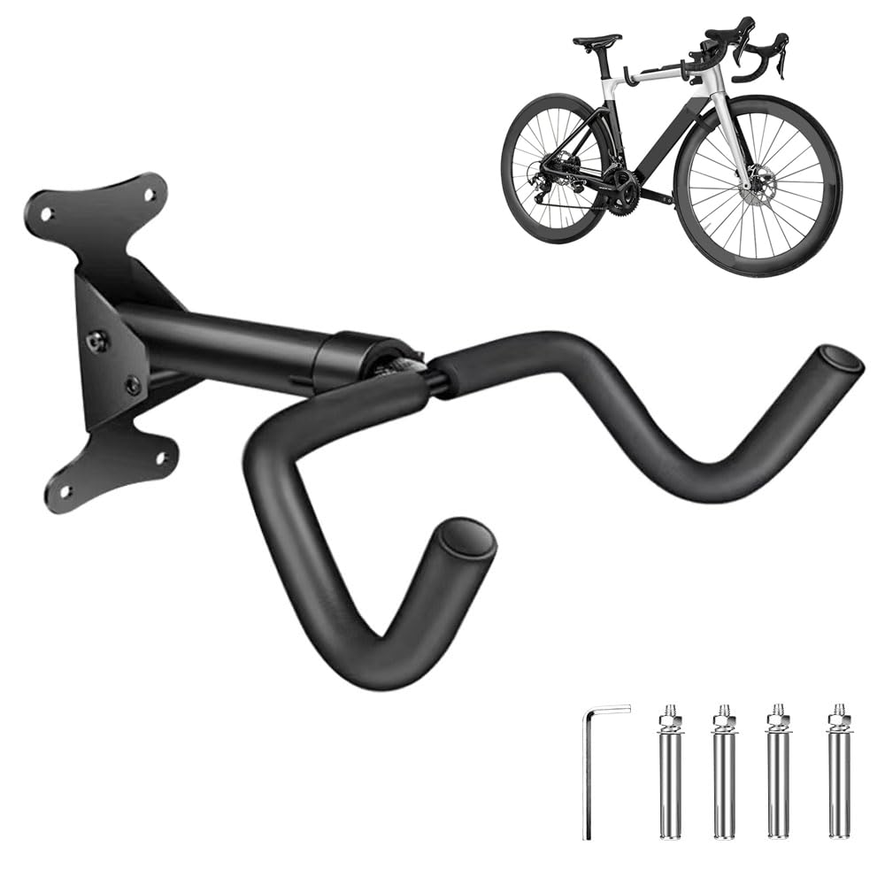 HOOTO Bike Hanger Wall Mount, 30kgs Load Capacity Heavy Duty Steel Extendable Bike Rack Garage Space-Saving Horizontal Storage Ideal for Garage Home Use