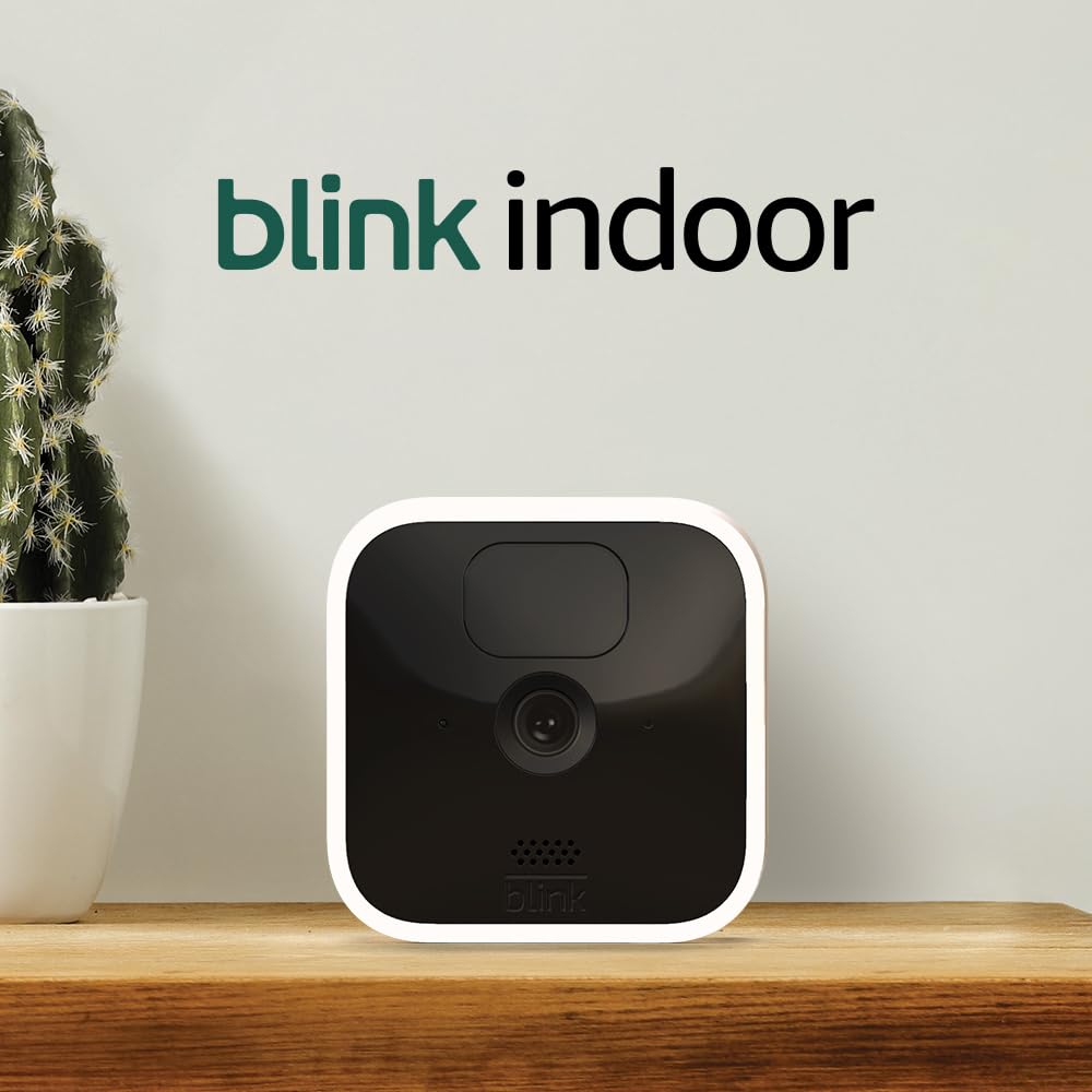 Blink Indoor | Wireless, HD security camera with two-year battery life, motion detection, two-way audio, Alexa enabled, Blink Subscription Plan Free Trial | 4-Camera System