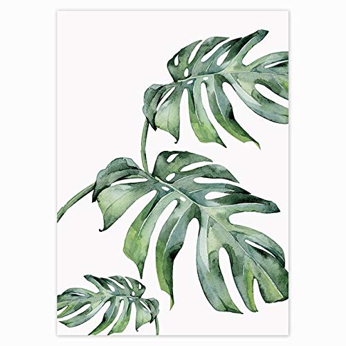 Painting & Calligraphy - Scandinavian Style Tropical Plants Poster Green Leaves Decorative Picture Modern Wall Art Paintings for Living Room Home Decor (15 60x80cm No Frame)