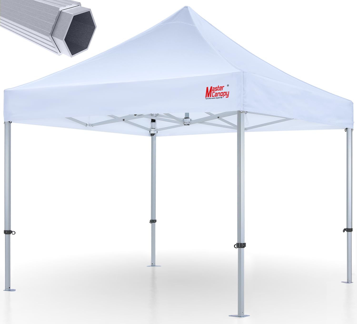 MASTERCANOPYPremium Aluminum Pop Up Commercial Canopy Aluminum Canopy Tent with Sandbags (10x10, White)