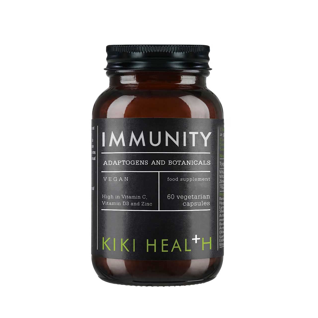 Kiki Health Immunity Vegetarian Capsules | With Vitamin C, D3 & Zinc | For Adaptogens & Botanicals Support | Vegan Food Supplement | 60 Capsules