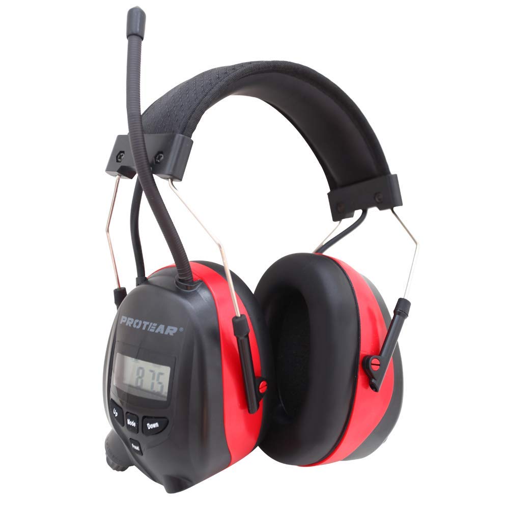 PROTEAREar Defenders with Bluetooth & Radio FM/AM, Built-in Rechargeable Lithium Battery,Safety Earmuffs Hearing Protection for Workshop,Garden/Mowing,Tractors, CE Certified SNR 30dB