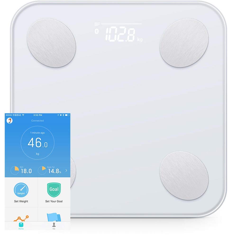 Weighing Scale Bathroom Scale, Balance Smart Body Fat Scale, Intelligent Data Analysis Digital LED Weighing Health Care Tool, 180Kg, White